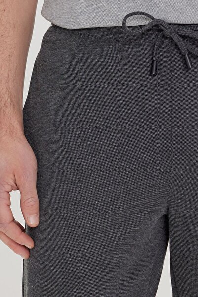 AC&Co / Altınyıldız Classics Erkek Gri Standart Fit Normal Kesim Rahat Fleto Cepli Beli Bağlamalı Örme Esnek Pantolon
