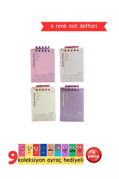Pembe Pasaj Set de 4 blocnotes |    Set caiete de buzunar 4 buc |   Caiet de culoare pastel