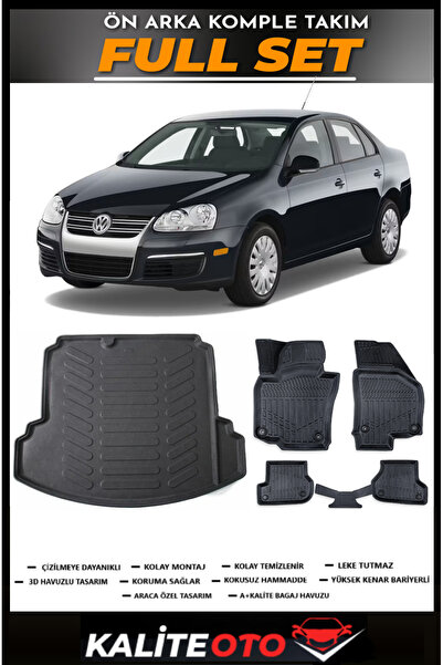 ko kaliteoto Volkswagen Jetta Bagaj Havuzu+4.5D Havuzlu Paspas Seti 2007 Model