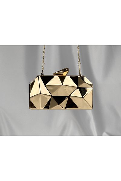 Store Prism Textured Gold Metal Evening Dress Bag