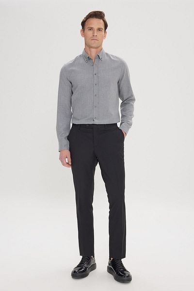 AC&Co / Altınyıldız Classics Men's Black Slim Fit Slim Fit Stretchy Classic Trousers