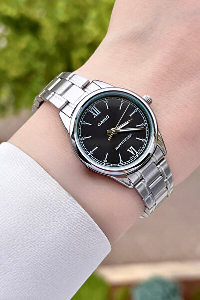 Casio Kadranı Siyah Kordonu Gümüş Renk Garantili Kadın Kol Saati