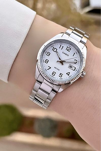 Casio Silver Color Women's Wristwatch with White Cord