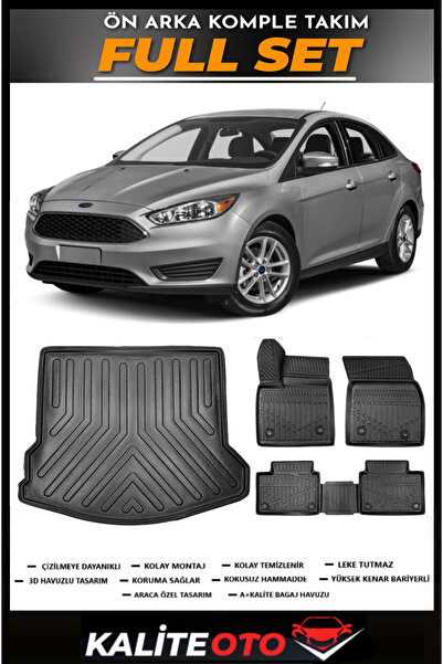 ko kaliteoto Ford Focus 3,5 Sedan Bagaj Havuzu+4.5D Havuzlu Paspas Seti 2017 ...