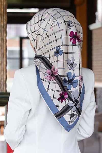 Vissona Tivil Baby Blue - Eșarfă din mătase crem DGN 50073 - 0030 - 0003