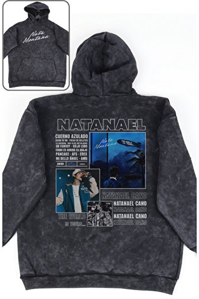 Fuddy Moda Hanorac oversize cu glugă cu imprimeu pe spate Natanael Cano - Hanorac cu tematică rapper