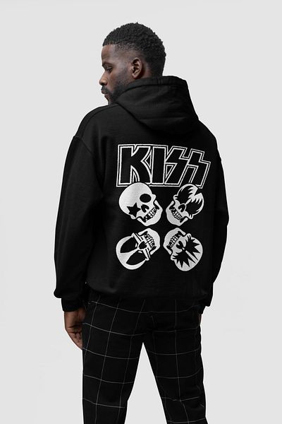 SEVBANO Design Kiss Printed Unisex Oversize Music Band Rock Metal Hoodie