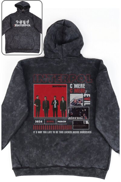 Fuddy Moda سويت شيرت بقلنسوة كبير الحجم بتصميم فرقة روك باند - هوديي ريترو لل...