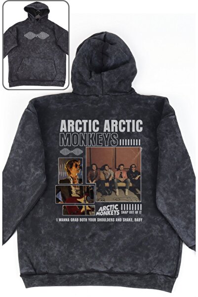 Fuddy Moda سويت شيرت بقلنسوة بطبعة خلفية من Arctic Monkeys - هوديي بطابع فرقة...