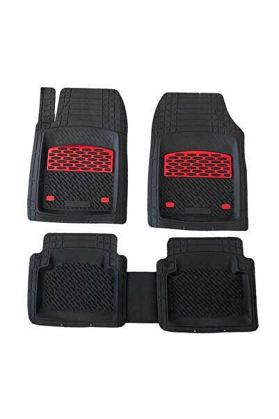 TEAMCAR Fiat Linea Uyumlu Universal Derin Havuzlu Paspas Krom Kırmızı