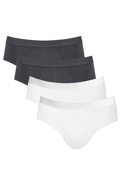 SLOGGI Herren Slips, 4er Pack - 24/7 Midi, Unterwäsche, Unterhose, Baumwolle, Logo, einfarbig