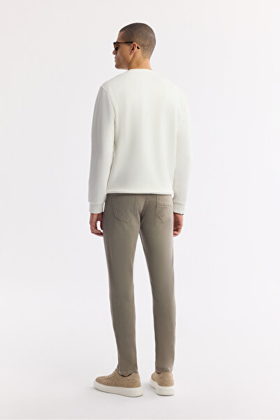 Avva Erkek Ekru Bisiklet Yaka Baskılı Bi-Stretch İnterlok Regular Fit Sweatshirt A51Y1204