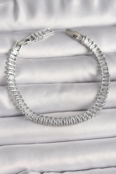Store Brass Silver Color Zircon Stone Waterway Model Women's Bracelet