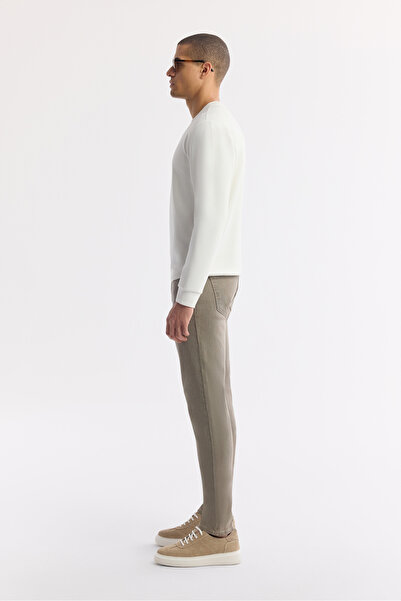 Avva Erkek Ekru Bisiklet Yaka Baskılı Bi-Stretch İnterlok Regular Fit Sweatshirt A51Y1204