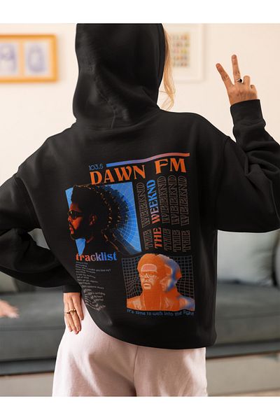 SEVBANO Design the Weeknd 103.5 Dawn Fm Written Unisex Oversize Rapper Hoodie