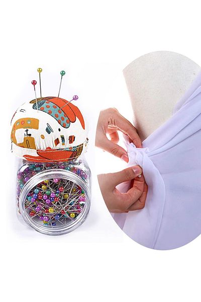 Choice 500pcs Pearl Head Needle Quilting Pins Packed In Fabric Covered Pin Cushion Bottle Wedding Decora...