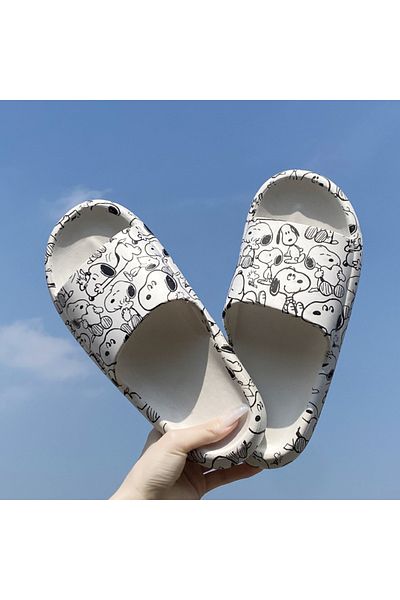 Choice 40-41 Brown Miniso New Thick Bottom Puff Snoopy Slippers Kawaii Slippers Summer Outdoor Wear Indoor