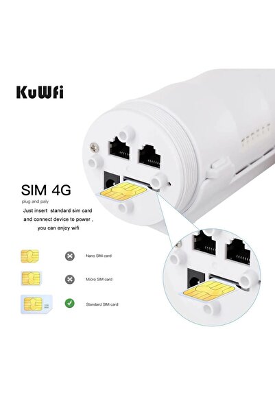 Choice جهاز توجيه KuWFi 4G خارجي WIFI بسرعة 300 ميجابت في الثانية مقاوم للماء وبطاقة SIM 4G وشبكة إنترنت لاسلكية واسعة النطاق...