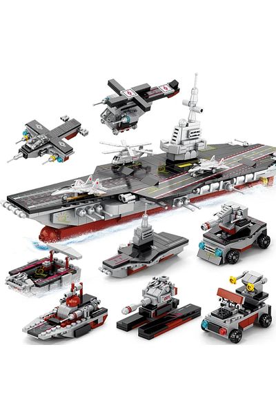 Choice No Box 562pcs 8in1 Military Ship Aircraft Cruiser Building Blocks Army Weapon Warship Truck Bricks C