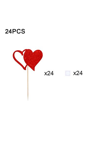 Choice Red 24pcs Yomdid 24pcs Glitter Cake Toppers Red Love Cupcake Toppers Valentine's Day Party Cake Deco