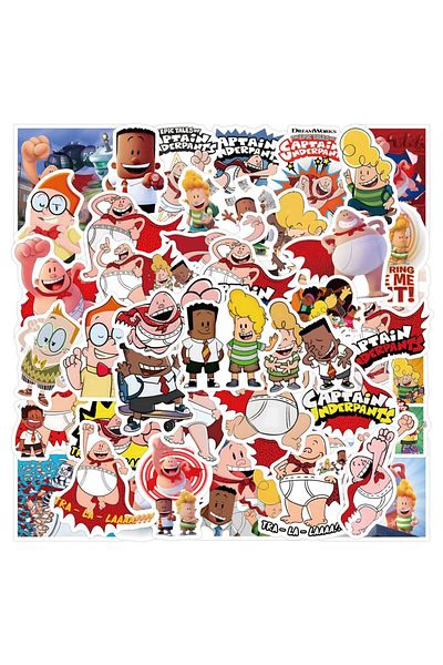 Choice White 55pcs Captain Underpants Stickers Laptop Scrapbook Decoration Graffiti Sticker Toy