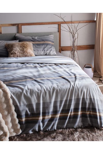 Madame Coco Destry King Size 100% Cotton Flannel Bedding Set - Gray