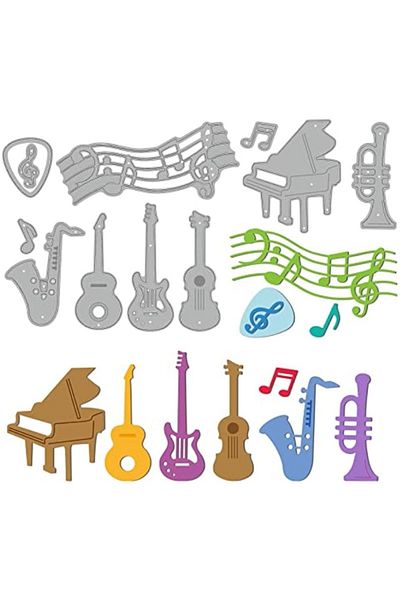 Choice Musical Instrument Piano Guitar Cutting Dies For Music Lover Western Instruments Embossing Stenci...