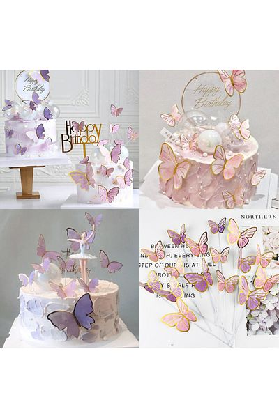 Choice 10pcs Three-dimensional Wire Colorful Hot Gold Butterfly Goddess Birthday Cake Dessert Table Wedd...