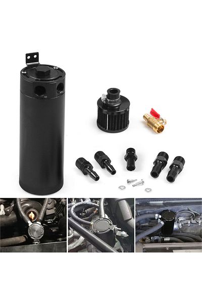 Choice Universal Billet Aluminum Baffled 2-port New Long Oil Catch Can Tank with Breather Filter Engine ...