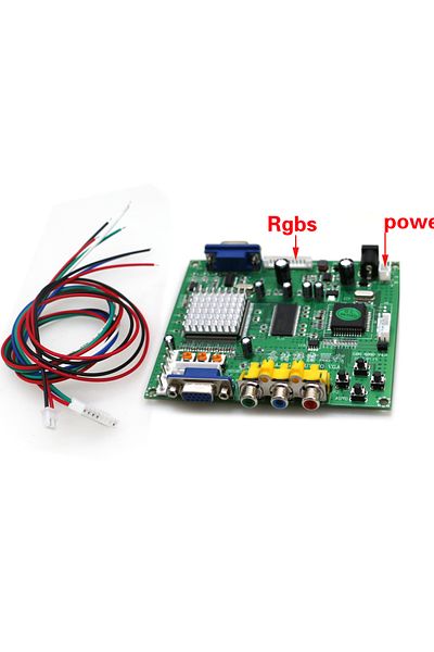 Choice كابل RGBS Gbs8200 RGB/CGA/EGA/YUV إلى لوحة محول إشارة فيديو عالية الدقة LCD Vga مع كابل لوحة دوائر كهربائية خضراء N