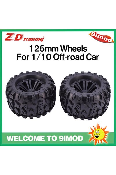 Choice Black 2pcs Zd 12mm Racing Hex &125mm Wheels Tires For 1/10 Monster Truck Off Road Hpi Hsp Savage Xs