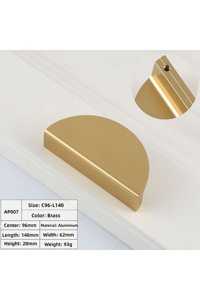 Choice Brass-140 American Half Moon Handles For Cabinets And Drawers Cupboard Knobs Aluminum Furniture Hand