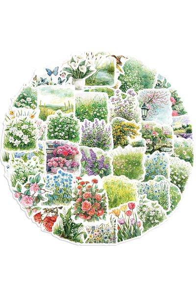 Choice 50pcs 50pcs Watercolor Summer Clip Art Stickers Flower Graffiti Waterproof Decoration Diy Luggage Co