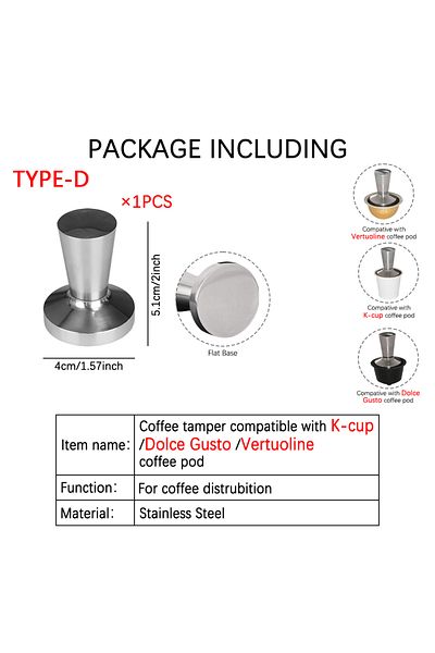 Choice Type D Coffee Pressing Powder Hammer Stainless Steel Coffee Tamper Tool Compative With Nespresso/do