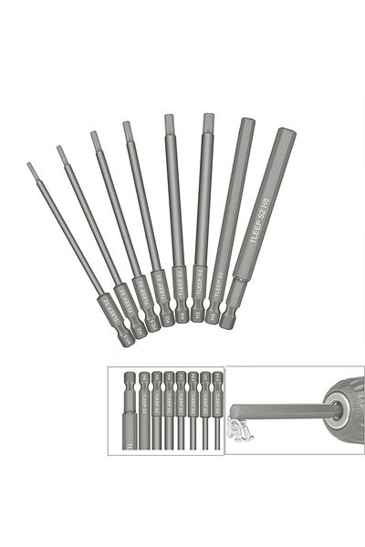 DAZZLEEX 8Pcs 1/4" Hex Shank Head Allen Wrench Screwdriver Socket Bit Metric Magnetic Screwdriver Bits Set