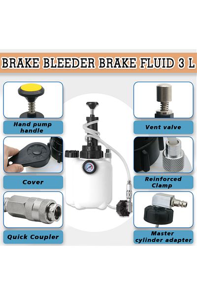 Choice 3L Manual Brake Bleeder Kit with 1L Oil Bottle Fluid Pressure Bleeding Vacuum Pump Tool Set