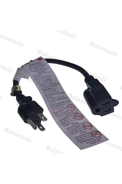 Bolantedz سلك طاقة أسود قصير بمقبس مسطح ثلاثي السنون أمريكي/أمريكي، قابس مسطح nema 5-15p إلى وصلة تمديد nema 5-15r أنثى