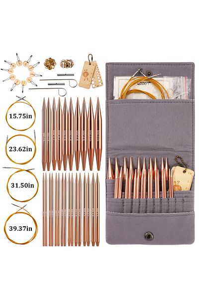 Choice Gray Aluminum Circular Knitting Needles Set Interchangeable Crochet Hooks Weaving Yarn Knitting Craf