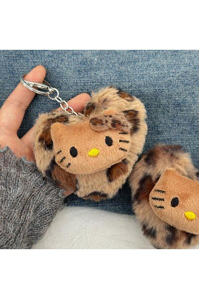 Choice Cartoon Sanrio Hello Kitty Fashion Bag Retro Leopard Doll Pendant Kawaii Anime Toy Keychains Acce...