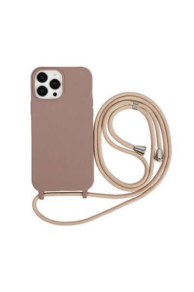 Choice غلاف وحزام لهاتف iPhone 15 GJDS-08 Crossbody Lanyard غلاف هاتف من السيليكون غير اللامع لهاتف iPhone 15 Pro Max