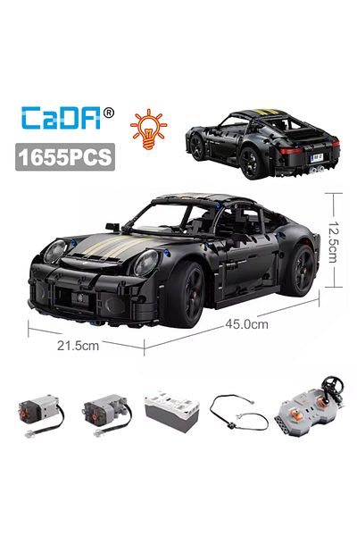 cada 1655Pcs 1:10 New 2024 RC Classic Germany 2019 Sports Car LED Building Blocks City Remote Con...