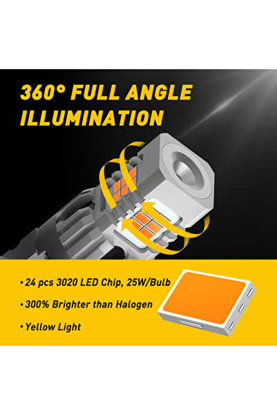 Choice AUXITO 2Pcs 3157 T25 P27W LED Turn Signal Lights Amber Yellow Canbus Car Front Rear Arrow Lights ...