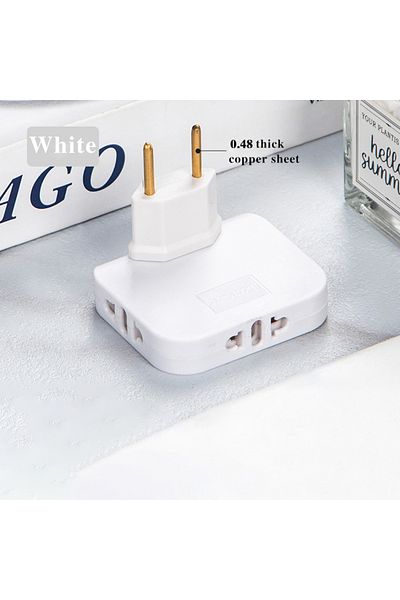 Choice 110-250v Eu 3 Pcs White 3-10pcs Eu Plug 180° Rotatable Socket Adapter 3 In 1 Us Extension Plug Multi