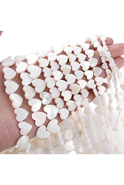 Choice1 8mm(around 45pcs) Natural White Mother of Pearl Heart Shape Shell Bea...