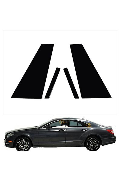 Choice 4Pcs Gloss Black Pillar Post Door Side Window Decor Molding Trim Cover Fit For Mercedes-Benz CLS-...