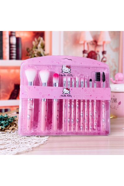 Choice 12pcs Hello Kitty Makeup Brushes Cute Sanrio Anime Cosmetic Brush Shadow Powder Blusher Beauty Tool