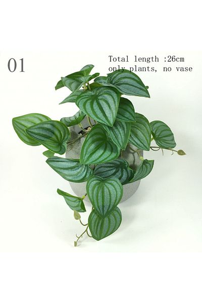 Choice 01 Artificial Turtle Back Leave Plant Rattan Potted Ornament Simulation Watermelon Leaf Green Vine B