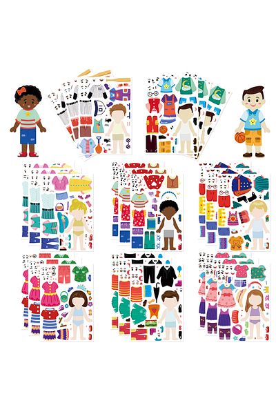 Choice 8pcs 8/16/32pcs Children's Dress Up Puzzle Stickers Cute Cartoon Creative Fun Children's Puzzle Acco