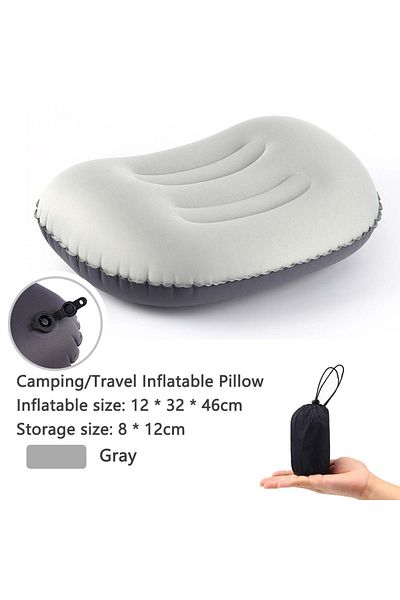 Choice Gray Tarka Inflatable Pillow Outdoor Compressible Folding Air Cushion For Hiking Climbing Tourism Sl