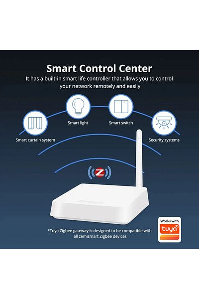 zemismart Zigbee Hub Wide Control Range Smart Home Bridge Wired Gateway with Network Cable Work w...